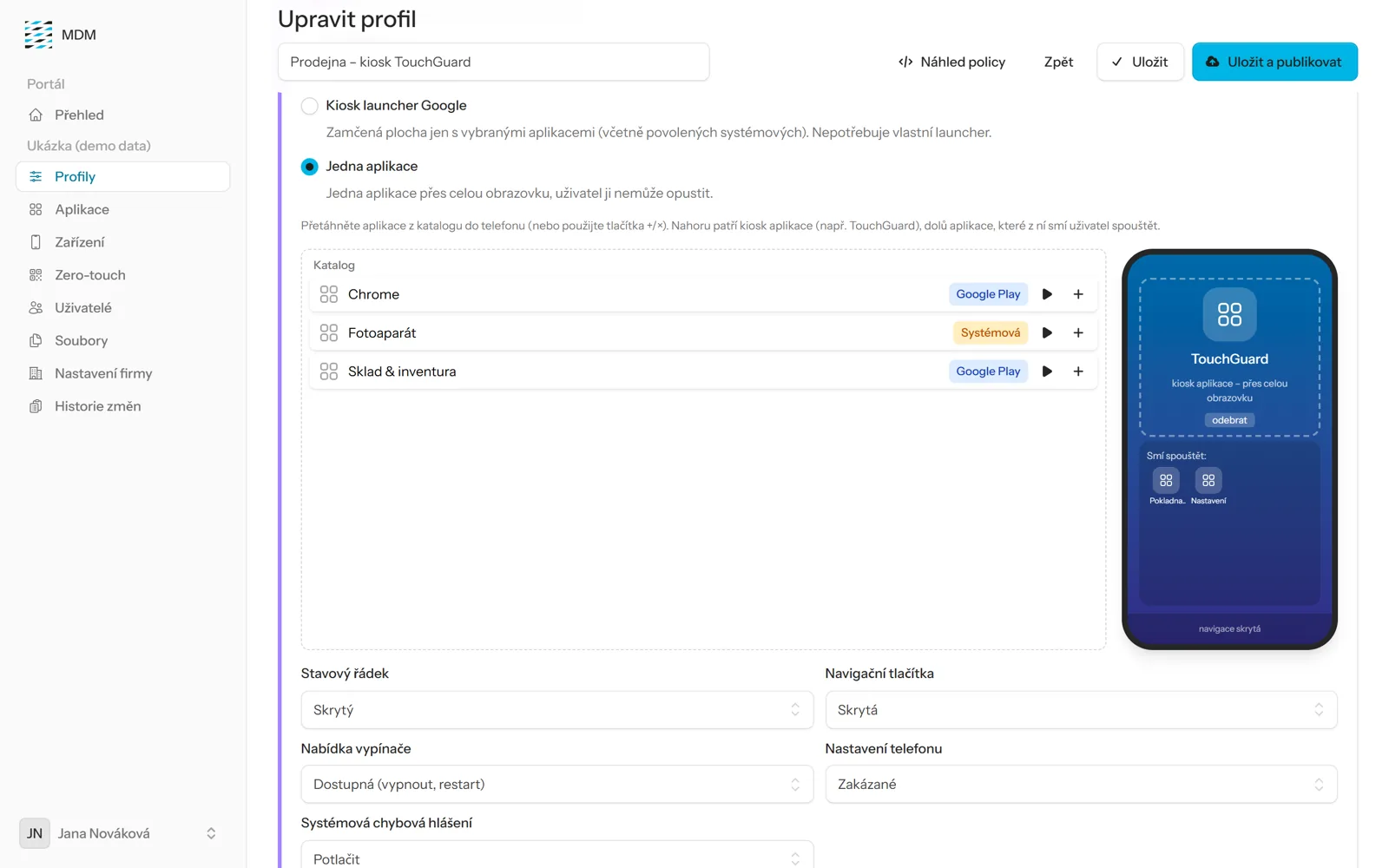 MDM 4 Kiosk Designer with Phone Preview